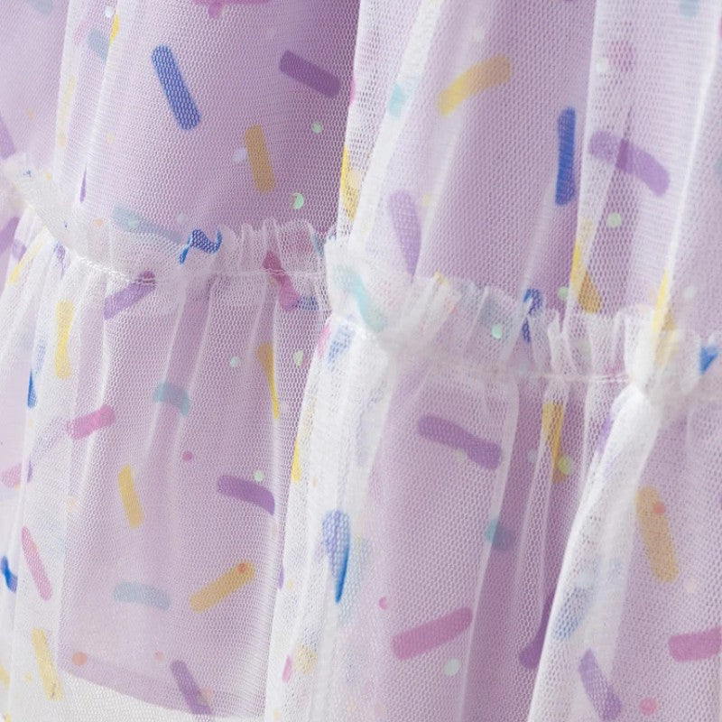 Girls Floral Tulle Dress with Long Sleeves
