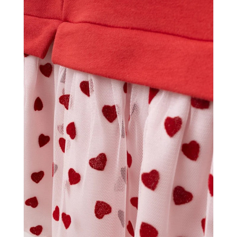 Girls Heart Tulle Dress with Bow Details