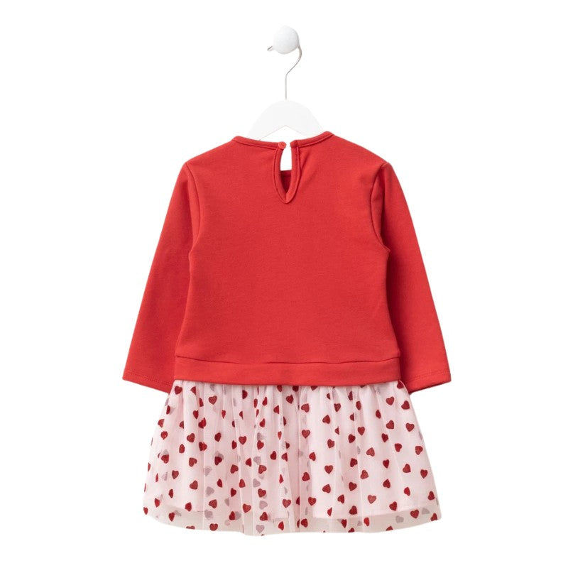 Girls Heart Tulle Dress with Bow Details