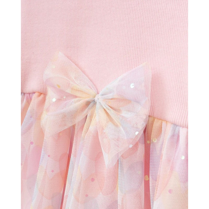 Girls Pink Party Dress with Pastel Tulle Skirt