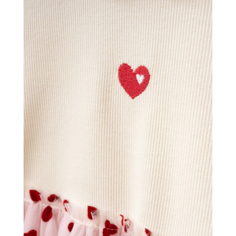 Girls Ivory and Pink Heart Tulle Dress