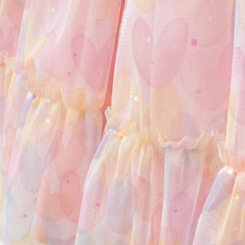 Girls Pink Party Dress with Pastel Tulle Skirt
