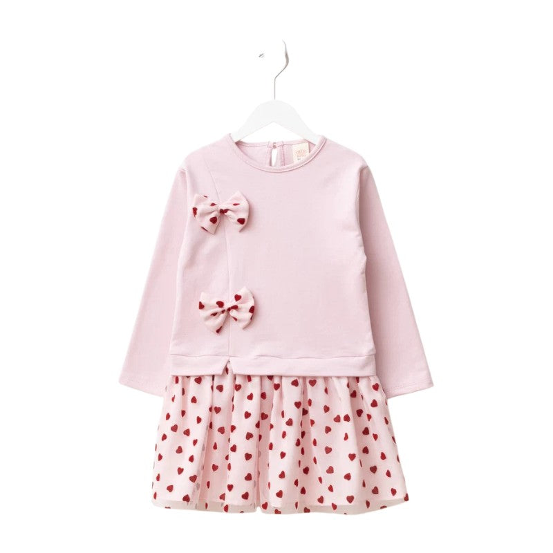 Girls Heart Tulle Dress with Bow Details