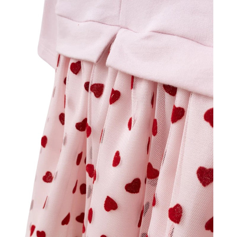 Girls Heart Tulle Dress with Bow Details
