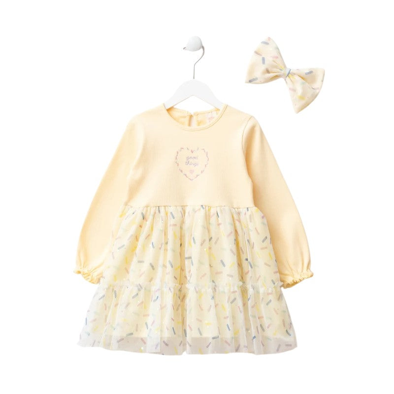 Girls Floral Tulle Dress with Long Sleeves
