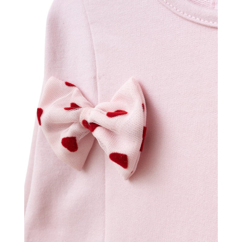 Girls Heart Tulle Dress with Bow Details
