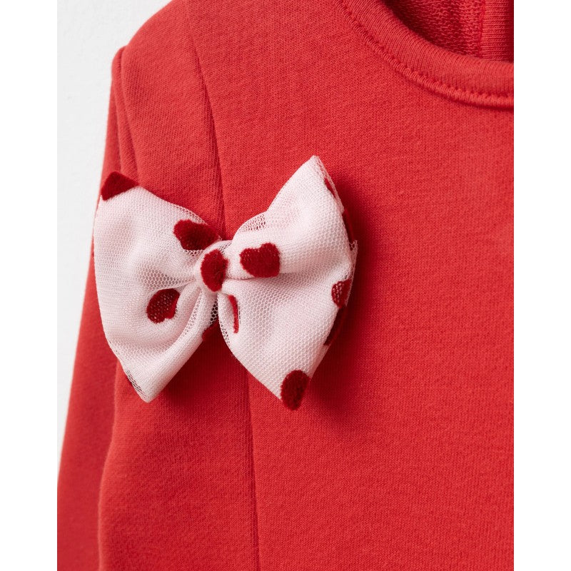 Girls Heart Tulle Dress with Bow Details