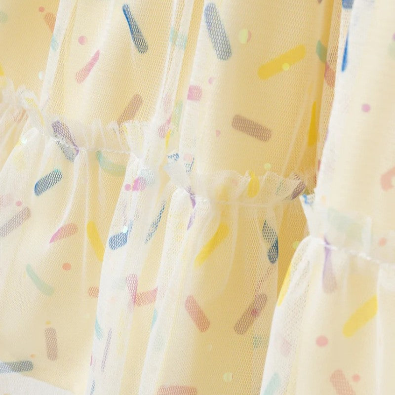 Girls Floral Tulle Dress with Long Sleeves