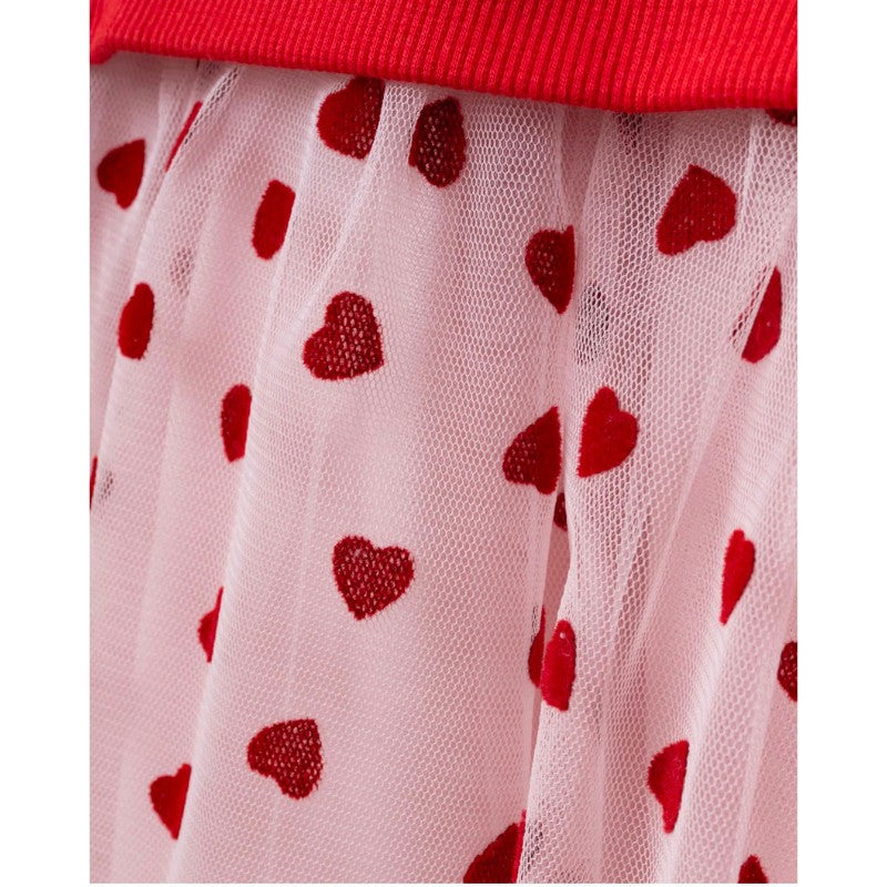 Girls Bow Sweatshirt and Heart Tulle Skirt Set