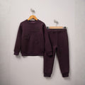 Burgundy floral appliqué sweatshirt with matching jogger trousers 