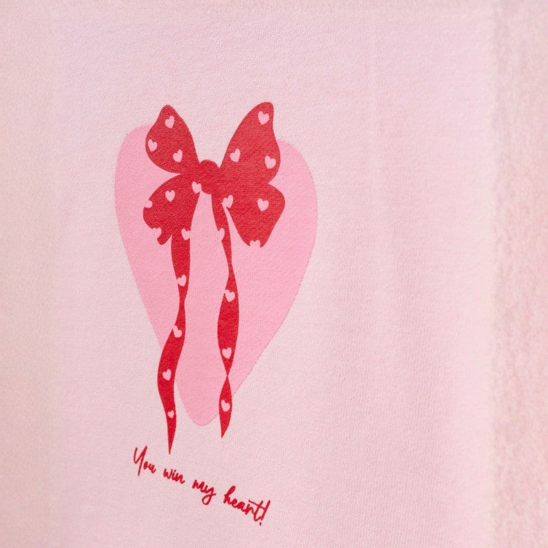 Girls Bow Sweatshirt and Heart Tulle Skirt Set