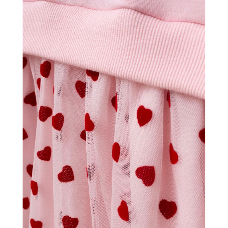 Girls Bow Sweatshirt and Heart Tulle Skirt Set