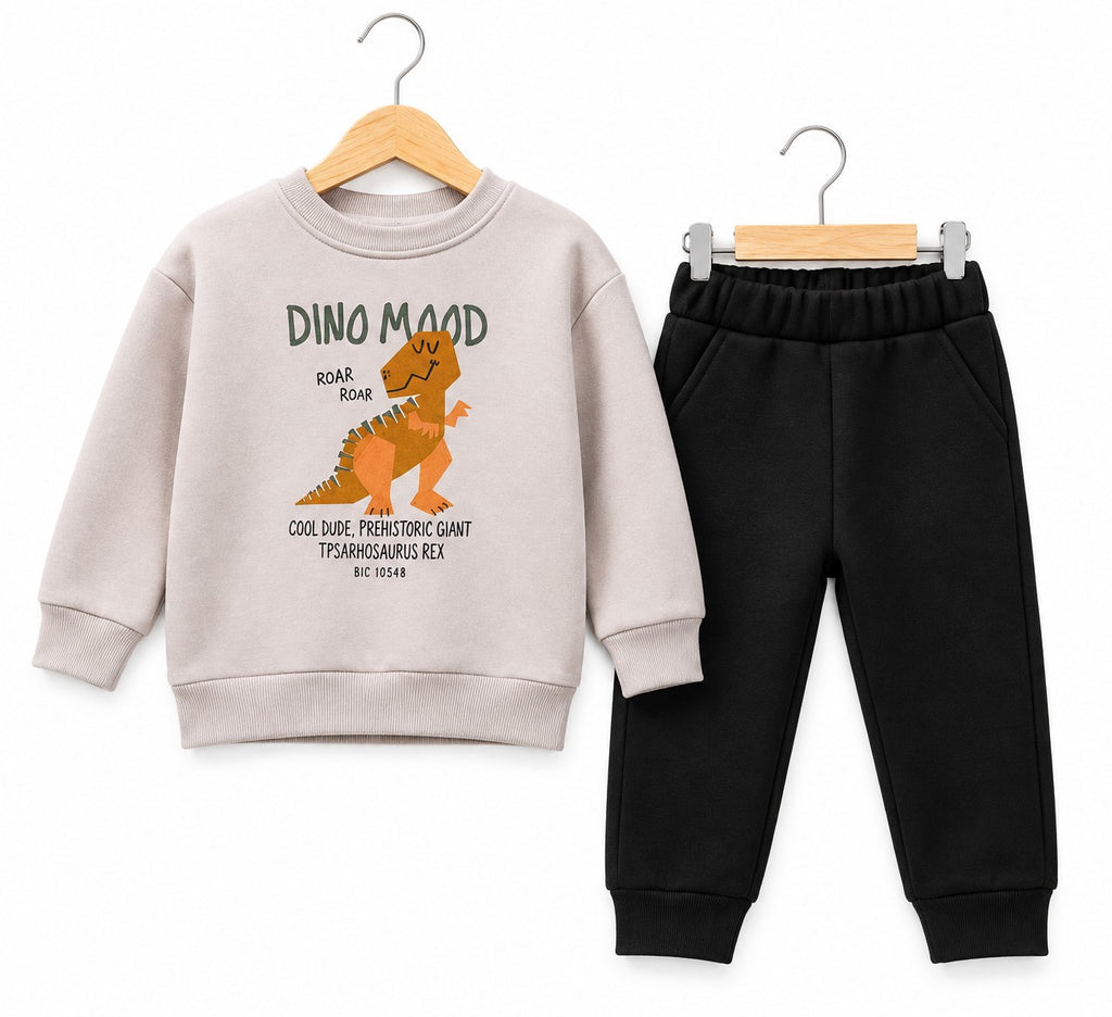 Beige dinosaur sweatshirt and joggers 